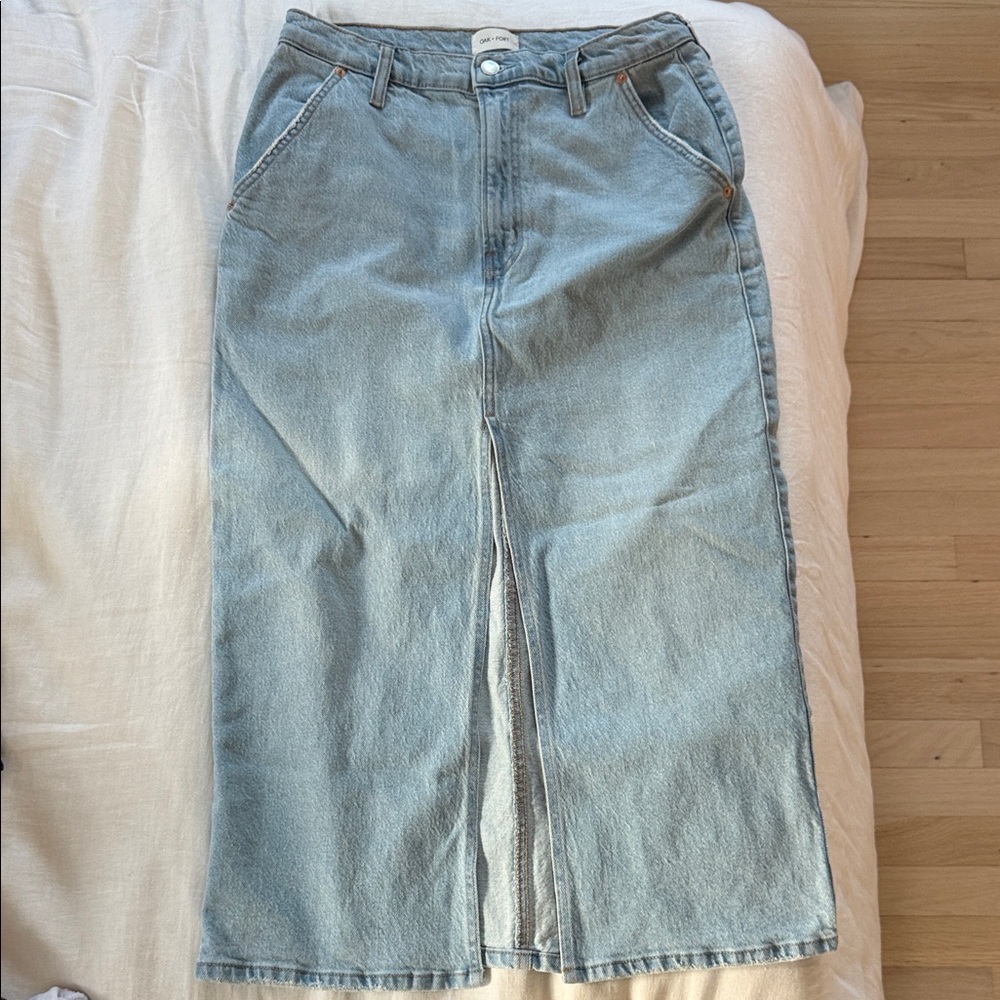 OAK + FORT Light Blue Denim Skirt